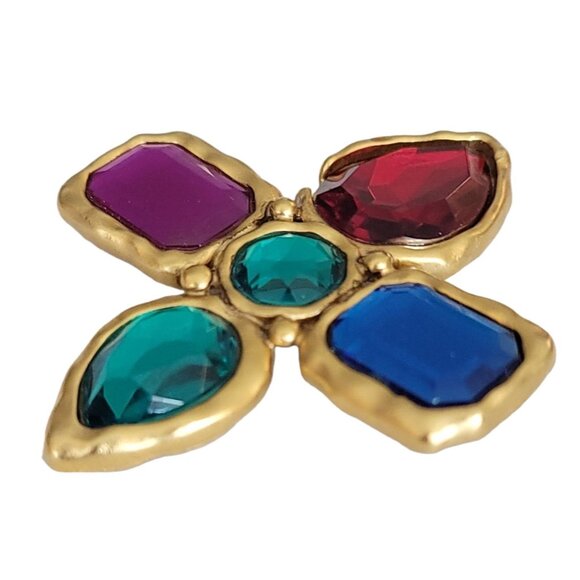 Vintage 80’s Mogul Style Lucite Maltese Cross Pin Brooch, K491 - Picture 2 of 7